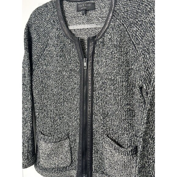 Rag And Bone Zip Front Leather Trim Wool Jacket Size‎ Medium - Picture 2 of 10